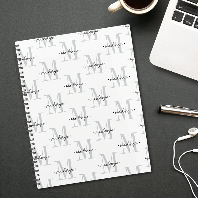 Agenda Modern Monogram Minimal Black White (Subido por el creador)