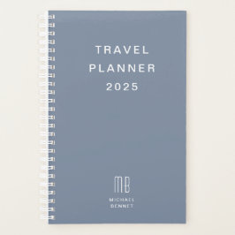 Agenda Modern Monograma Azul Polvoriento Viaje
