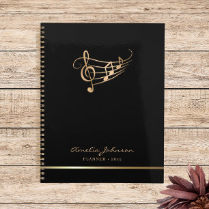 Agenda Modern Music Notes Gold Elegant Personalizable