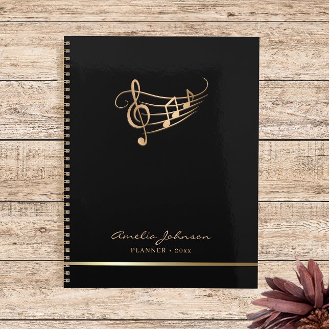 Agenda Modern Music Notes Gold Elegant Personalizable (Subido por el creador)