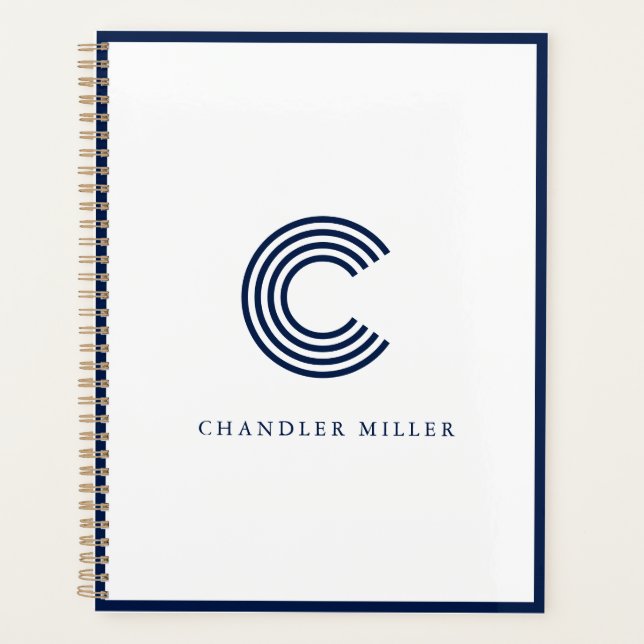 Agenda Modern Navy Blue Border Custom Stationery (Anverso)
