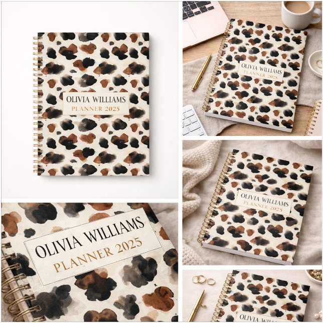 Agenda Modern Neutral Chocolate Cow Print Aesthetic (Subido por el creador)