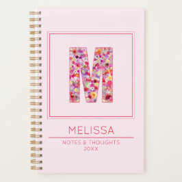 Agenda Modern Pink Monogrammed Name Letter M