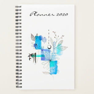 Agenda Modern Planner 2020 Resumen de arte azul nuevo