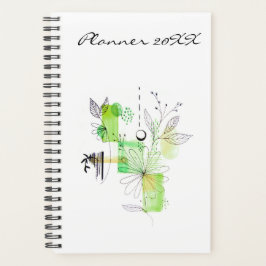 Agenda Modern Planner 20XX Green Art Resumen Primavera