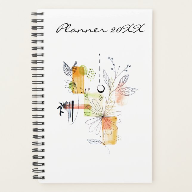 Agenda Modern Planner 20XX Resumen de arte amarillo Otoño (Anverso)