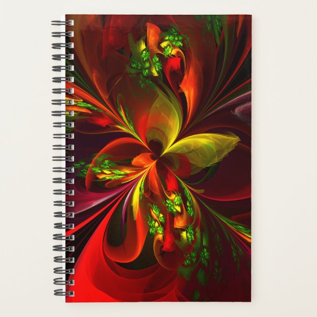 Agenda Modern Red Green Floral Abstract Art Pattern #05 (Anverso)