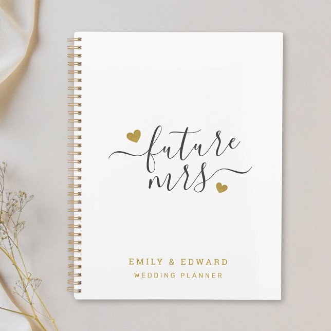 Agenda Modern Script Gold Hearts Future Mrs Boda (Subido por el creador)
