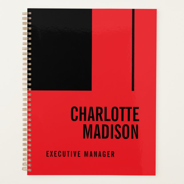 Agenda Modern Simple Black Red Minimalist Two Sided (Anverso)