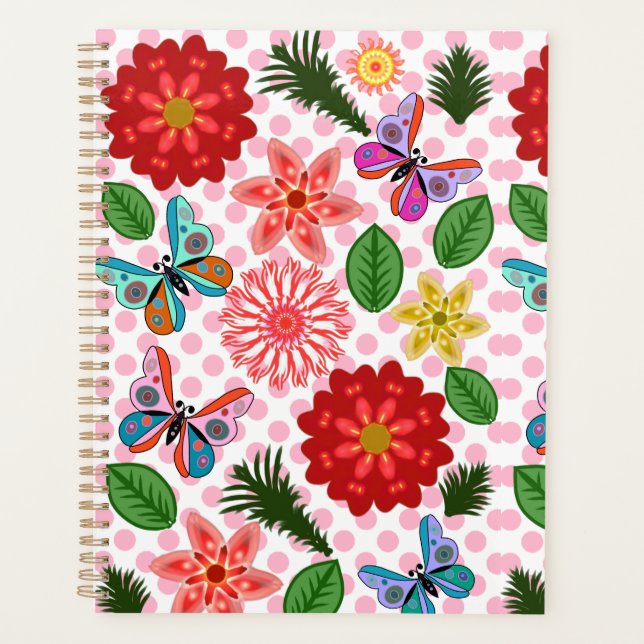 Agenda Modern Spring Garden Butterfly Floral  (Anverso)