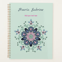 Agenda Modern turquoise Pink Floral Mandala Doodles 