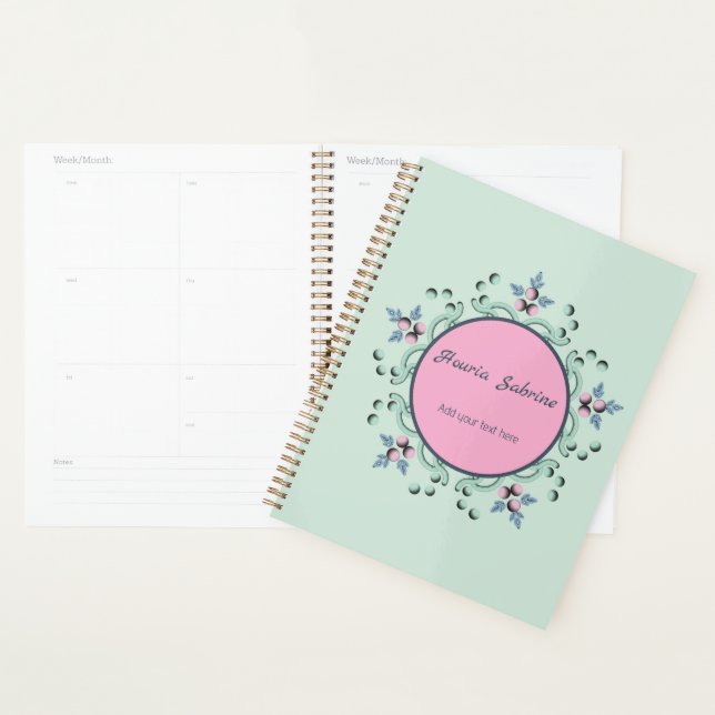 Agenda Modern turquoise Pink Floral Mandala Doodles  (Demostración)