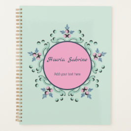Agenda Modern turquoise Pink Floral Mandala Doodles 