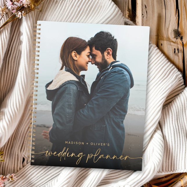 Agenda Modern Wedn Planner Gold Purpurina caligrafía (Subido por el creador)