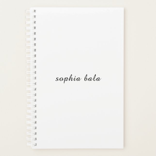 Agenda Modern White Monogram Minimalist Design (Anverso)