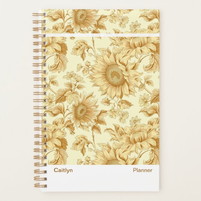 Agenda Modern Yellow Sunflower Floral Planner (Anverso)