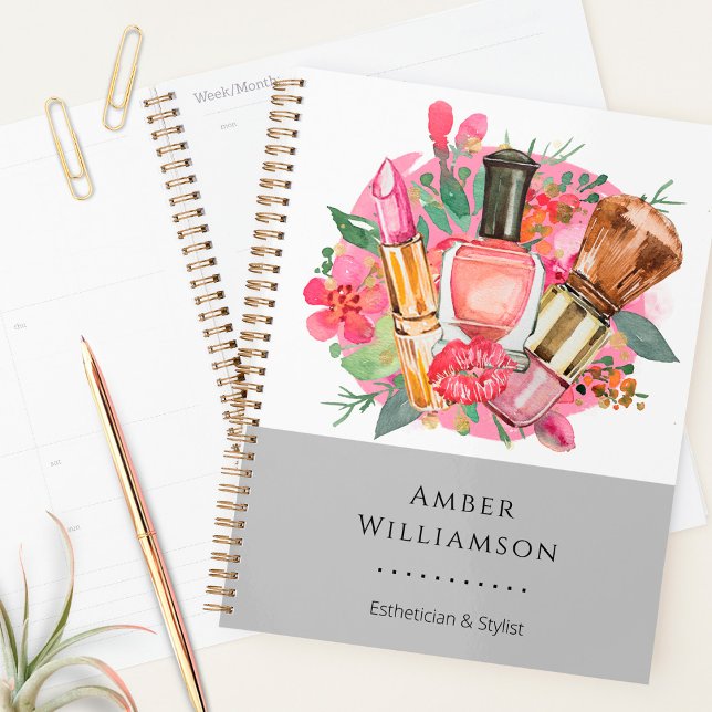 Agenda Moderna acuarela color rosa maquillaje artista Mod (Subido por el creador)