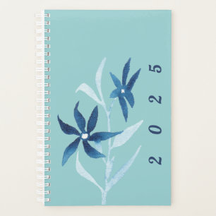 Agenda Moderna acuarela floral azul azul turquesa