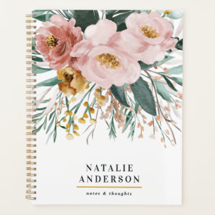 Agenda Moderna acuarela floral y follaje elegante