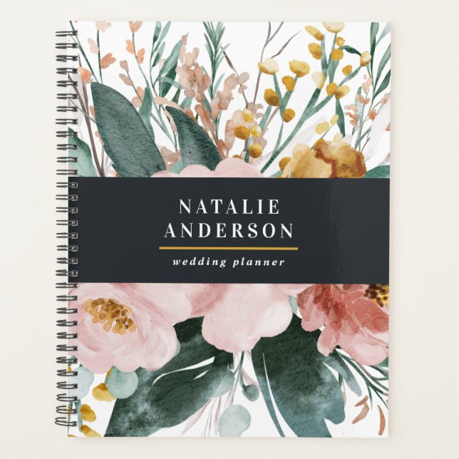 Agenda Moderna acuarela floral y follaje elegante (Anverso)