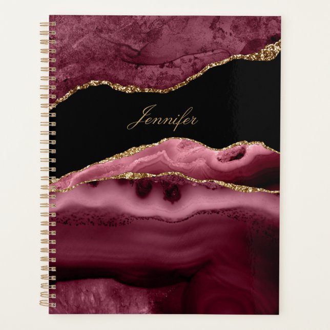 Agenda Moderna Agate negro y oro Rosa (Anverso)