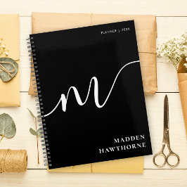 Agenda Moderna caligrafía de escritura monográfica blanco