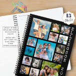Agenda Moderna familia de 15 Collages de fotos de color n<br><div class="desc">Cree su propia portada personalizada de collage de fotos en su planificador con imágenes de 15 cuadrados y su título personalizado; el ejemplo muestra el nombre y año de una familia o persona en su elección de estilos de fuente y colores. Realice cambios en EDIT. PUNTO DE FOTO: Elija fotos...</div>