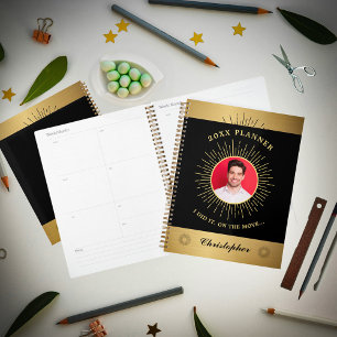 Agenda Moderna foto Oro Negro Elegante Personalizado Plan