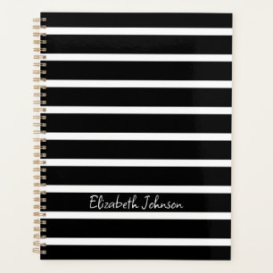 Agenda Moderna franja blanca y negra personalizada