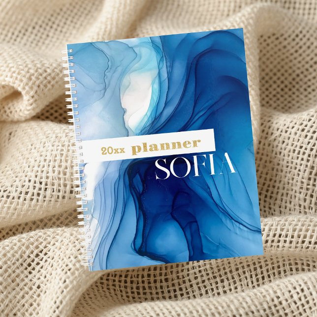 Agenda Moderna Marina Blue Ocean Name Semanal y Mensual (Subido por el creador)
