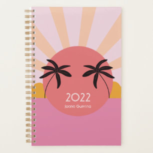 Agenda Moderna palmera de sol de playa rosa 2022