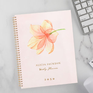 Agenda Moderna y elegante acuarela floral rosa