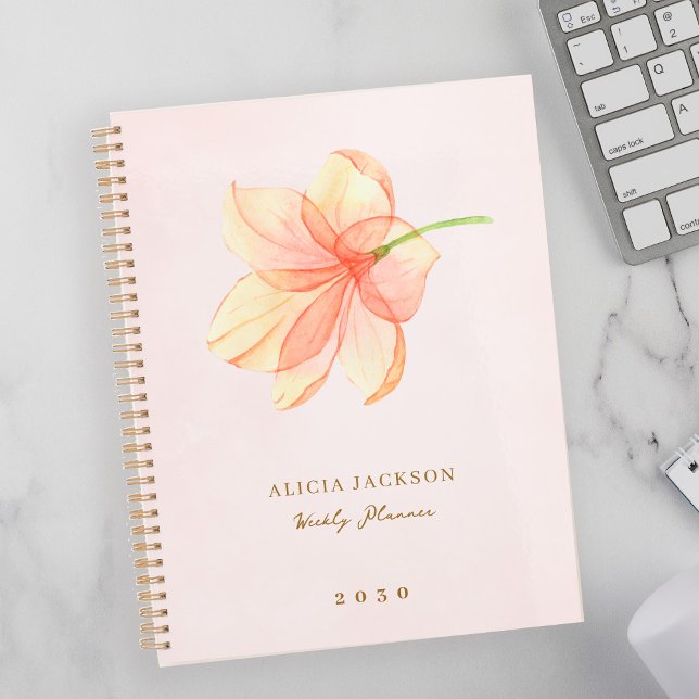 Agenda Moderna y elegante acuarela floral rosa (Subido por el creador)