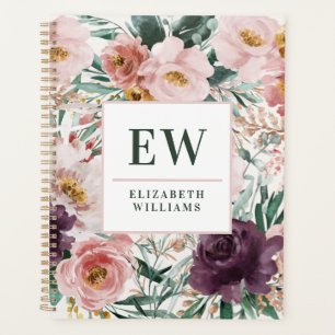 Agenda Modernas acuarelas florales y elegantes recetas de
