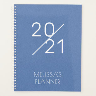 Agenda Moderno 2021 Elegante nombre azul personalizado