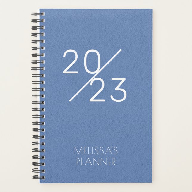 Agenda Moderno 2023 Elegante nombre azul personalizado (Anverso)