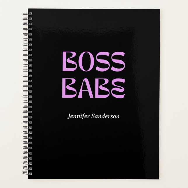 Agenda Moderno 2024 Boss Babe Personalizado Negro (Anverso)