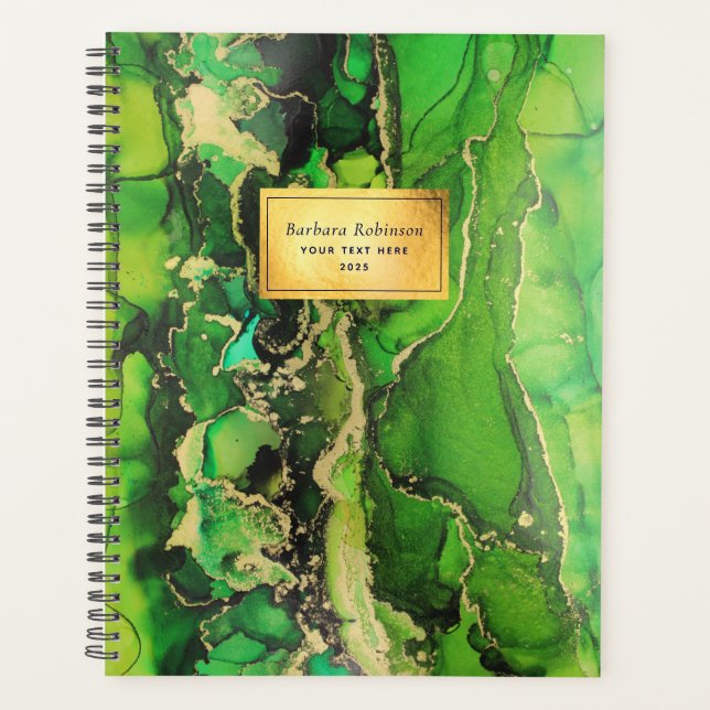 Agenda Moderno Abstracto Verde Negro Oro (Anverso)