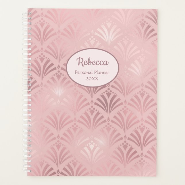 Agenda Moderno Art Deco Glam Pink Personaliza el Planific (Anverso)