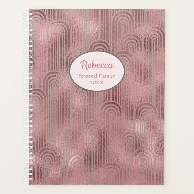 Agenda Moderno Art Deco Glam Rosa Personalizar el planifi (Anverso)