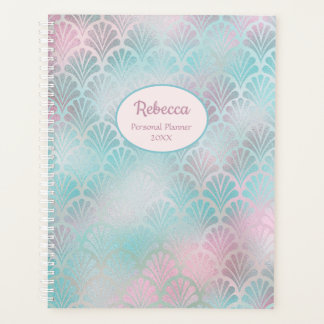 Agenda Moderno Art Deco Rosa Verde azulado Personalizar e