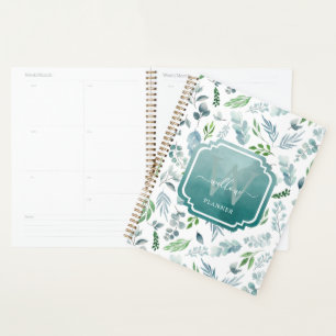 Agenda Moderno Boho Monograma Verdor Eucalyptus Foliage