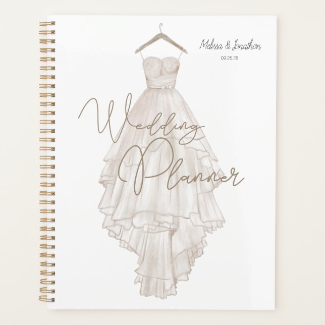 Agenda Moderno Boho Pink Elegant Floral Wedner Planner (Anverso)