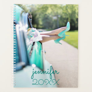 Agenda Moderno Coche Vintage Mint Green High Heels Retro