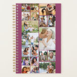 Agenda Moderno Collage de fotos familiar 19 Imagen Rosa<br><div class="desc">Un planificador de collage de fotos personalizado, mostrando 19 de tus fotos favoritas. Este diseño sencillo y moderno tiene una paleta de colores de fondo de color rosa oscuro, pero puedes editarlo a cualquier color que quieras. La plantilla de fotos creará el collage de fotos y mostrará las imágenes cargadas...</div>