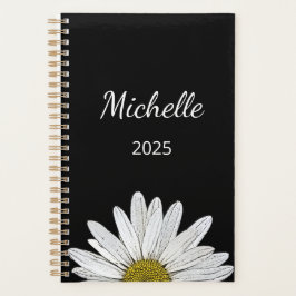 Agenda Moderno Daisy 2025 Elegante Guión Blanco Negro