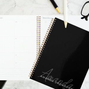 Agenda Moderno Elegante Personalizado Con Monograma Nombr
