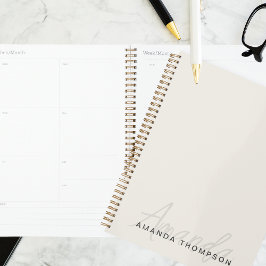 Agenda Moderno Elegante Personalizado Con Monograma Nombr