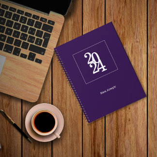 Agenda Moderno Elegante Púrpura Real 2024 Simple