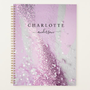 Agenda Moderno, elegante, purpurina, plateado liviano